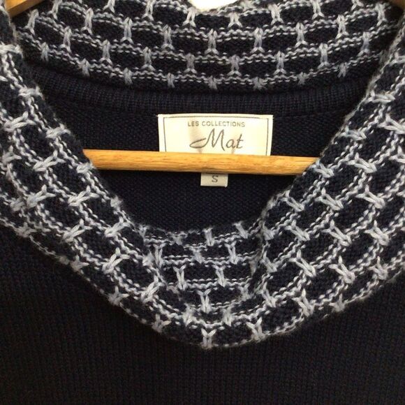 M.A.T. sweater cotton blend turtle neck cable knit fisherman fair isle small - Picture 2 of 12